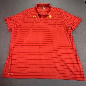 Nike Golf Dri-Fit USC Trojans Striped Polo Shirt Mens XXXL Cardinal Red NCAA EUC